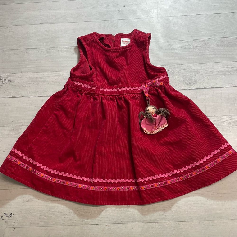 Gymboree Baby Girl‎ Clothes Peruvian Doll Red Corduroy Jumper Dress 18/24 months